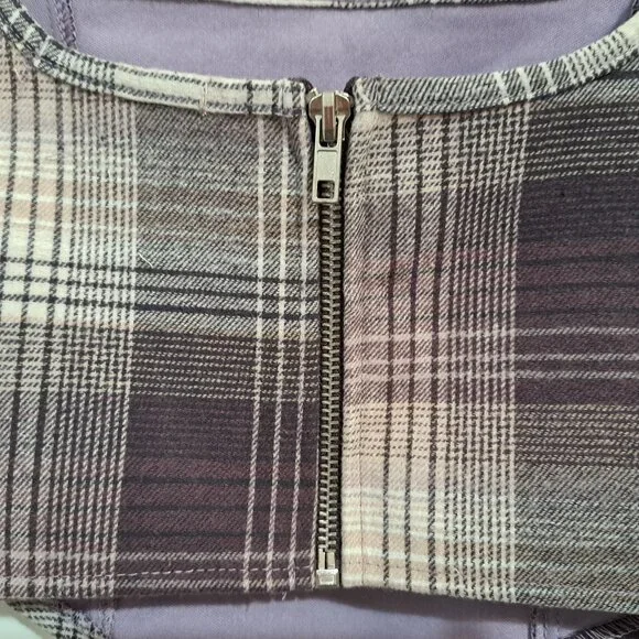 Liberty Love Juniors Corset Crop Top Plaid Purple Sleeveless Size M New with Tag - Picture 5 of 11